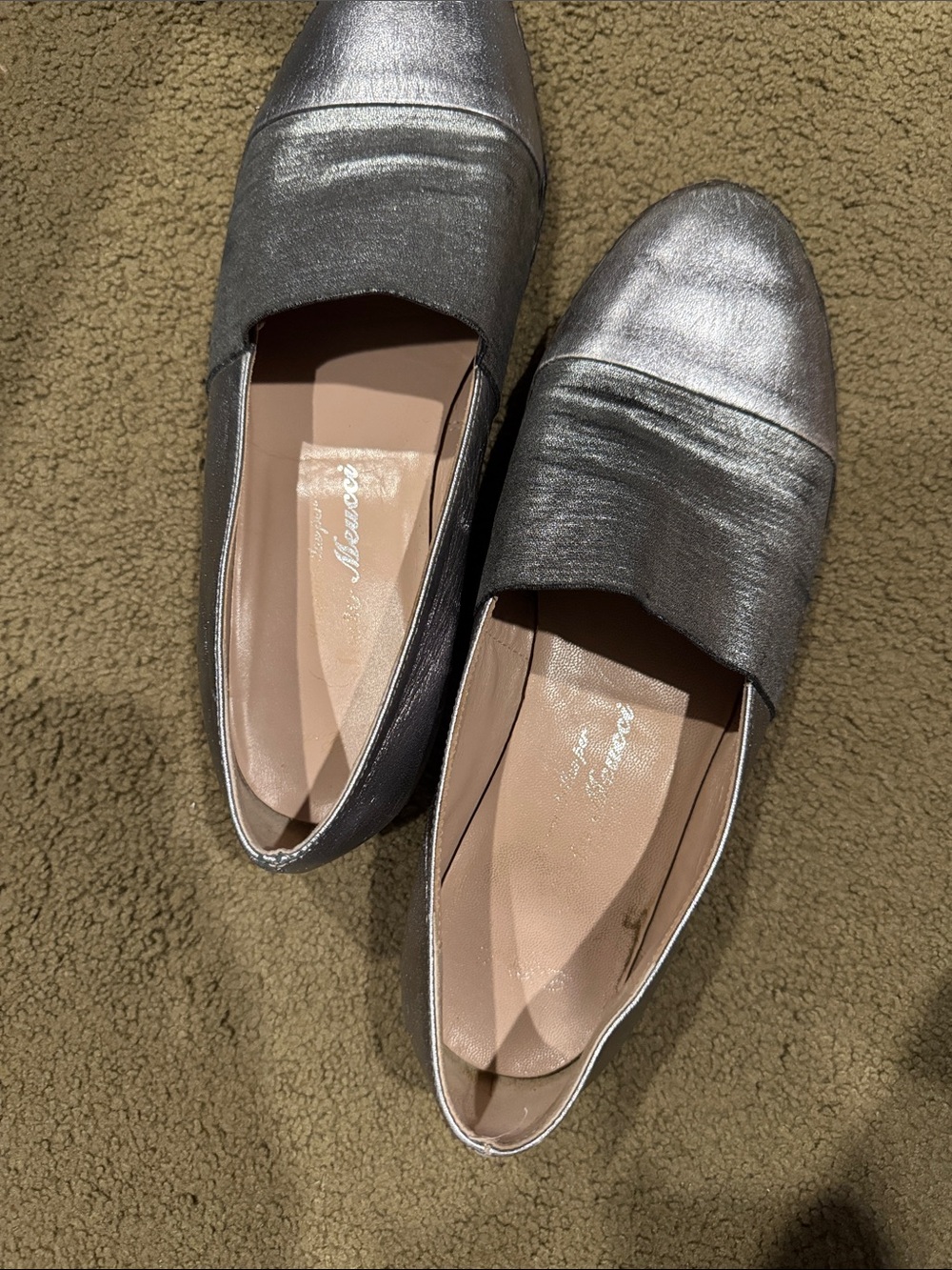 Sesto Meucci  Metallic Silver Slip-On Loafers